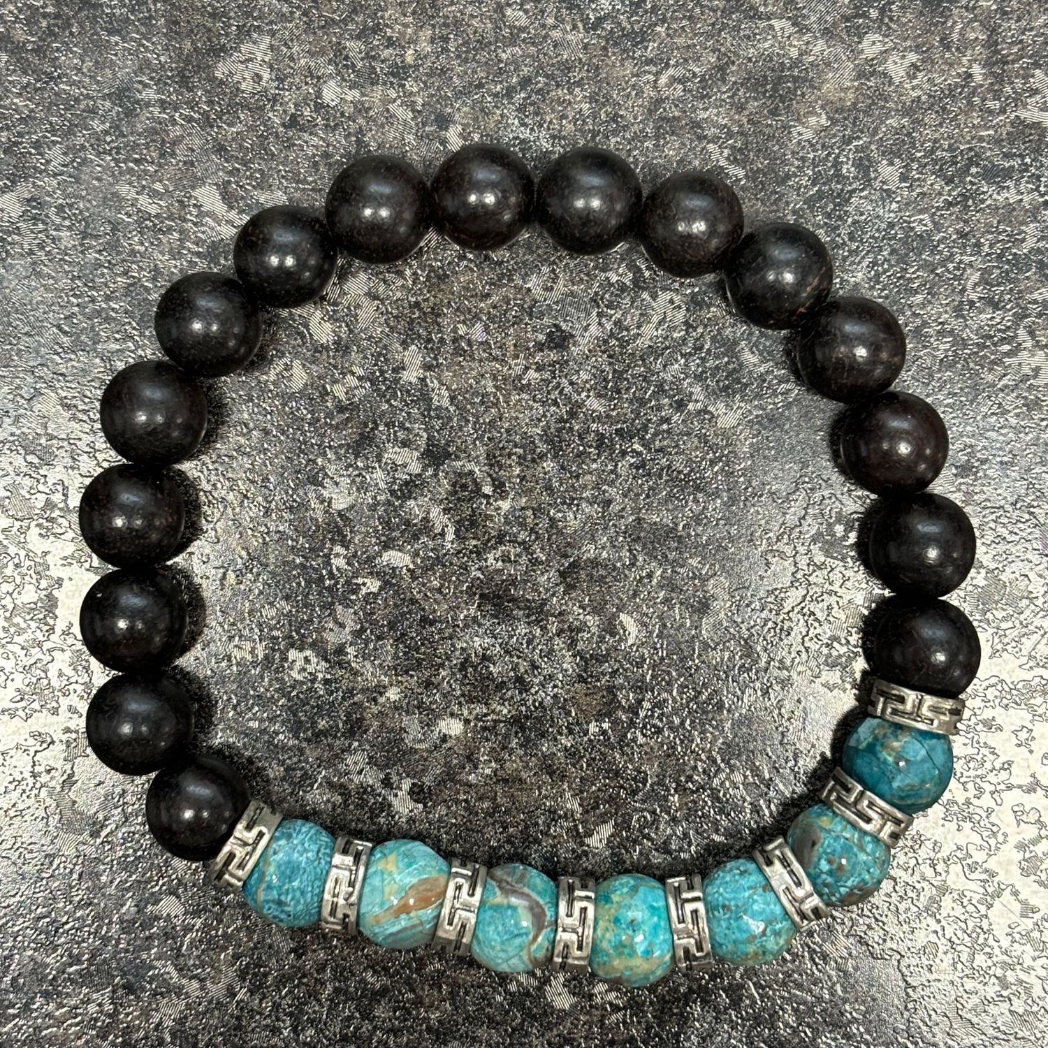 Onyx &amp; Green Ocean Jasper Bracelet