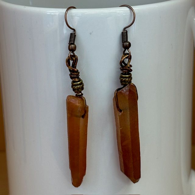 Titanium Orange Quartz Earrings