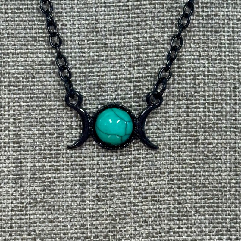 Green Turquoise Double Moon Necklace