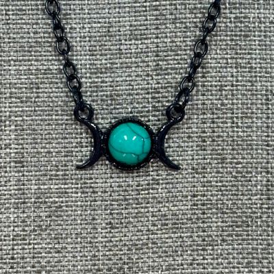 Green Turquoise Double Moon Necklace