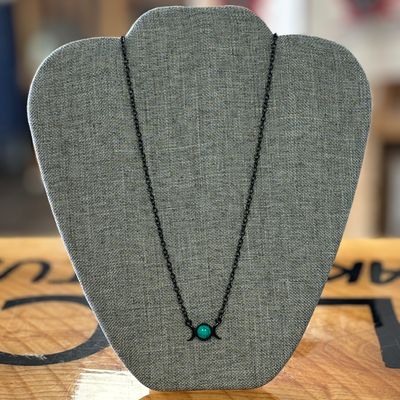 Green Turquoise Double Moon Necklace