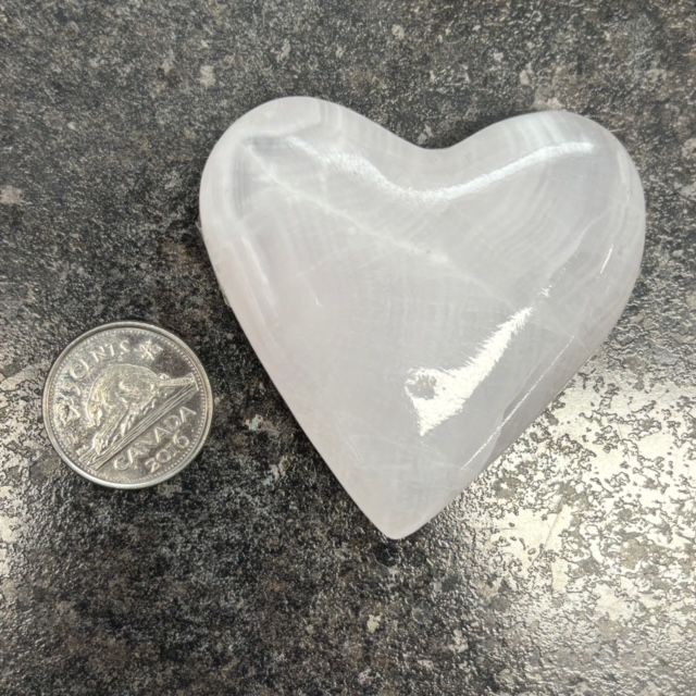Pink Calcite  Heart Palm Stone