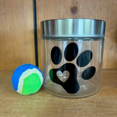 Pawprint Heart  Pet Treat Jar