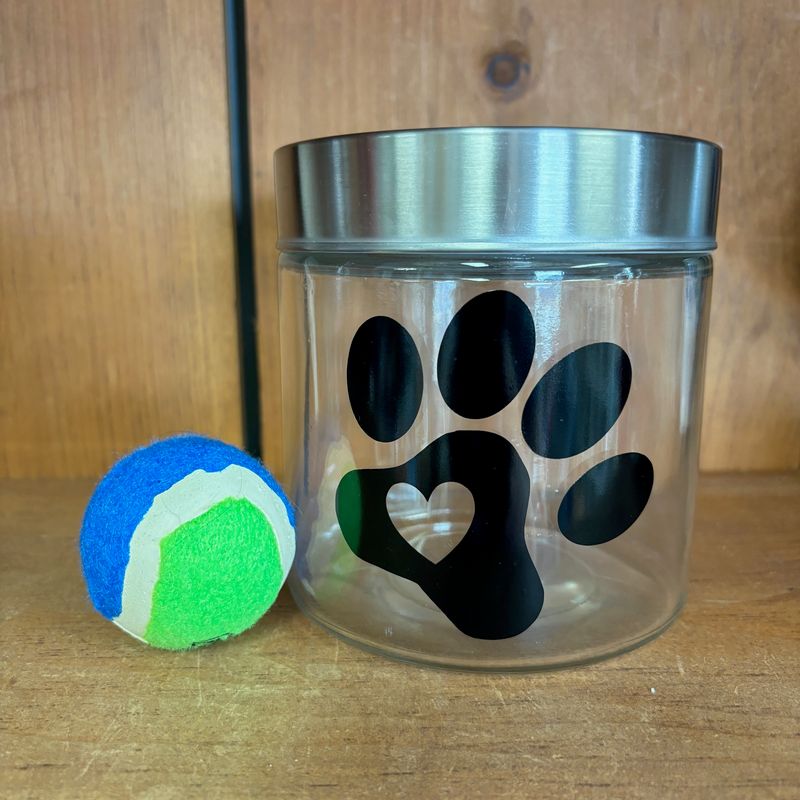 Pawprint Heart  Pet Treat Jar