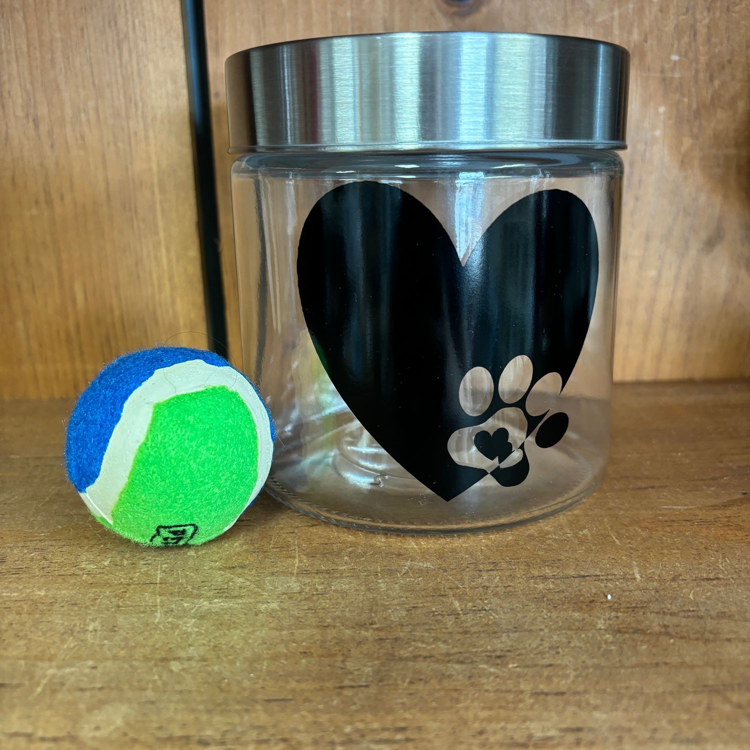 Heart Pawprint Pet Treat Jar