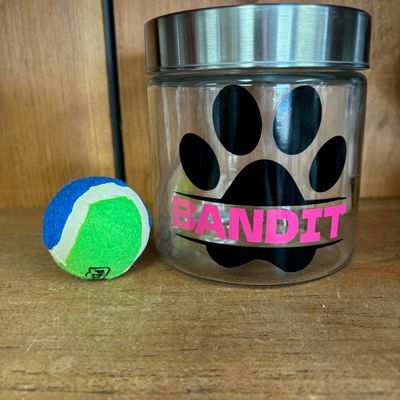 Custom Name Pawprint Pet Treat Jar