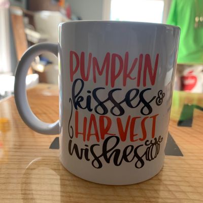 Pumpkin Kisses and Harvest Wishes Design for Drinkware