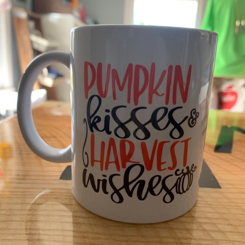 Pumpkin Kisses and Harvest Wishes Design for Drinkware