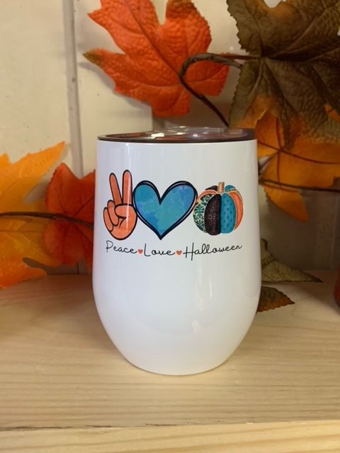 Peace, Love and Halloween Design for Drinkware