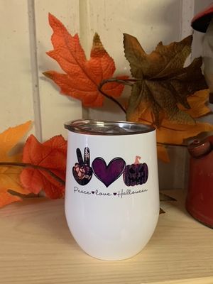 Peace, Love and Halloween Design for Drinkware