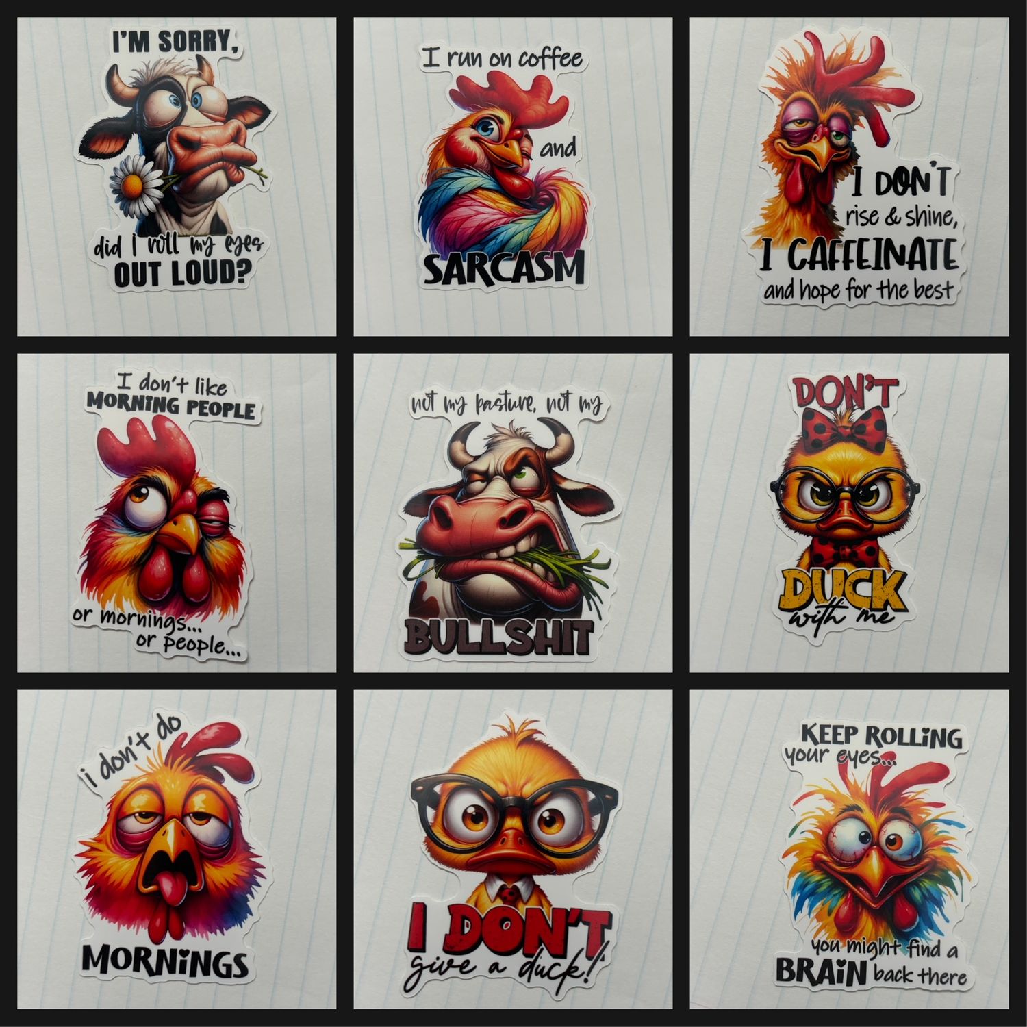 Sarcastic Farm Animal Stickers