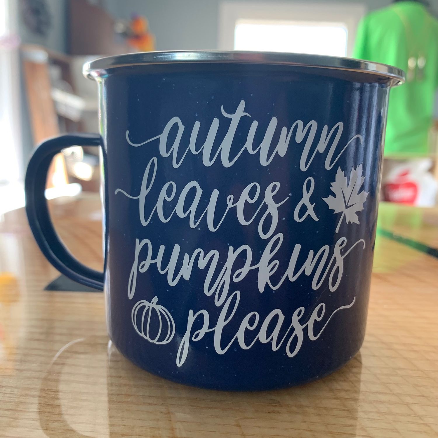 Autumn Leaves And Pumpkins Please Tin Mug m