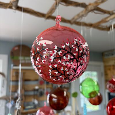 Red with Red Cherry Blossom Friendship Ball