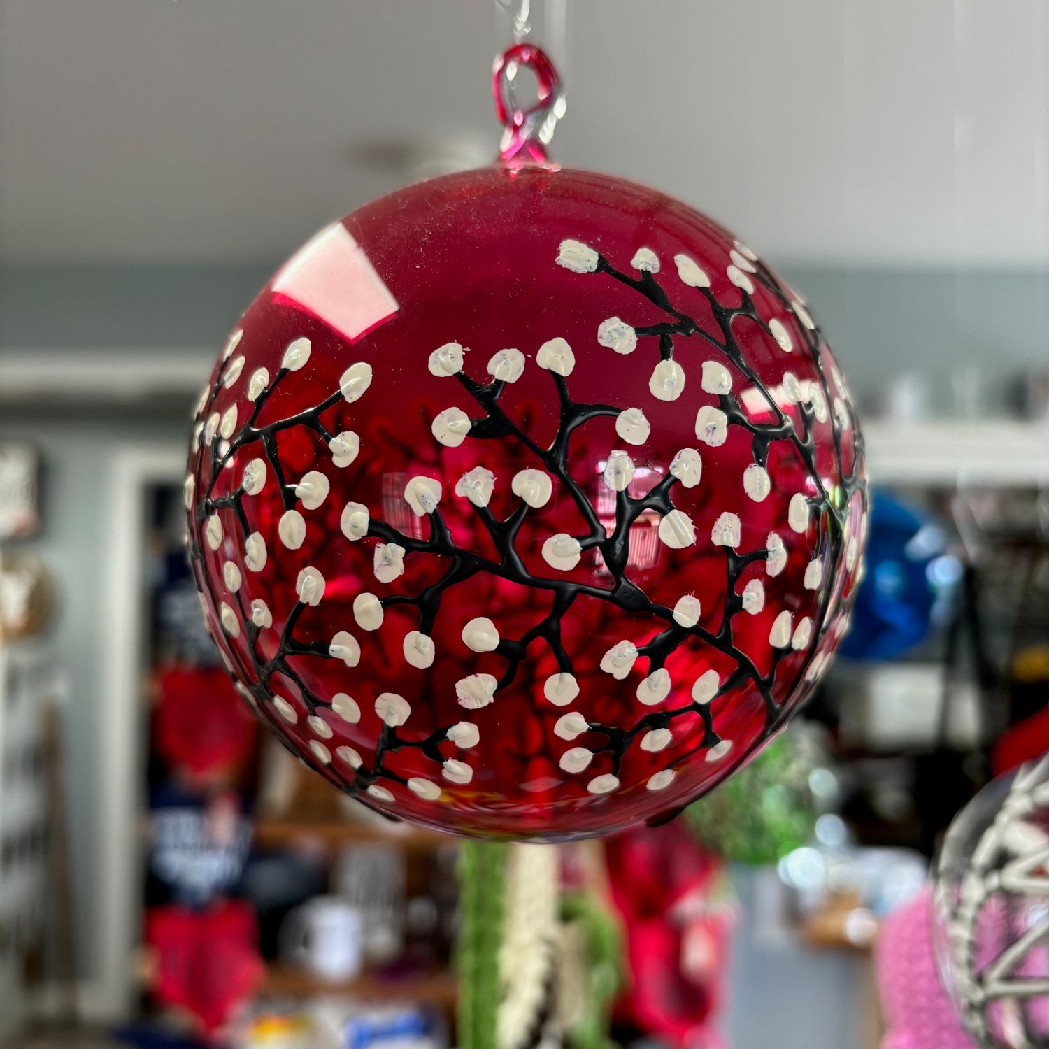 Red with White Cherry Blossom Friendship Ball