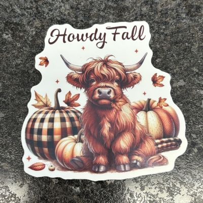 Autumn Highland Cow Sticker