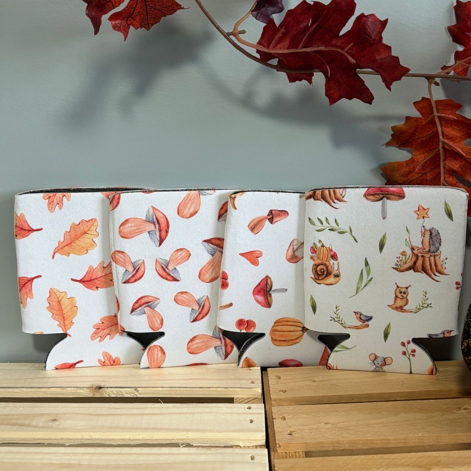 Fall Mushroom Can Cooler Set