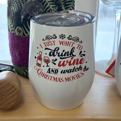 I Just Want to Drink Wine and Watch Christmas Movies Design for Drinkware