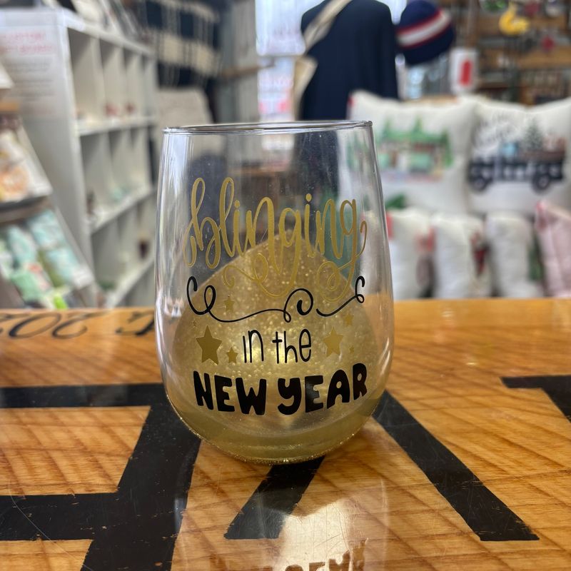 Blinging in the New Year Wine Glass