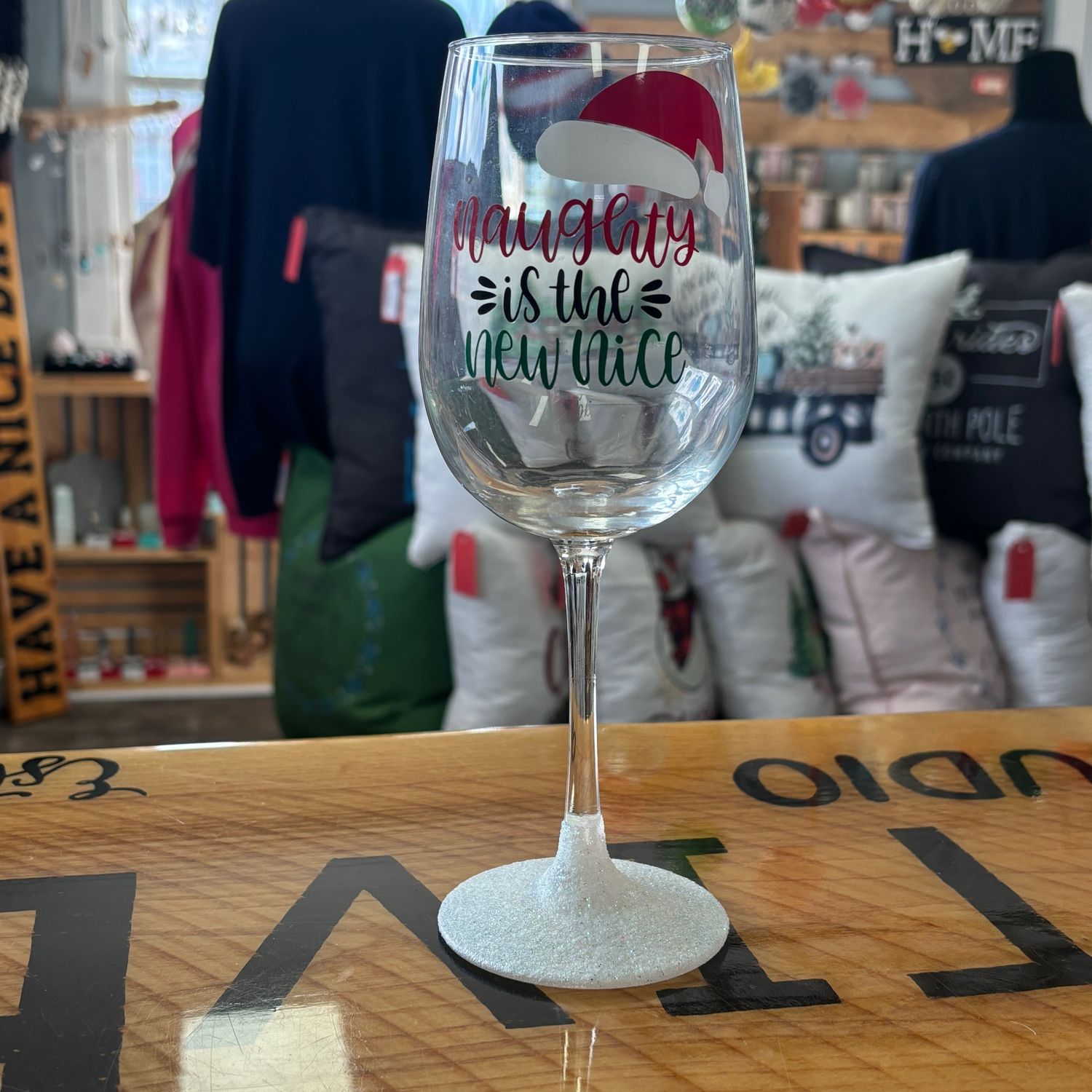 Naughty Is The New Nice Glitter Wine Glass