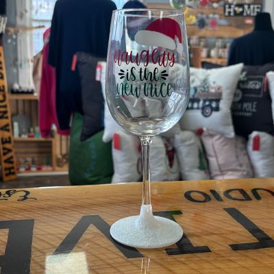 Naughty Is The New Nice Glitter Wine Glass