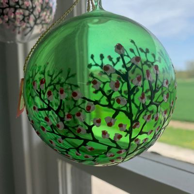 Green with Pink Cherry Blossoms Friendship Balls