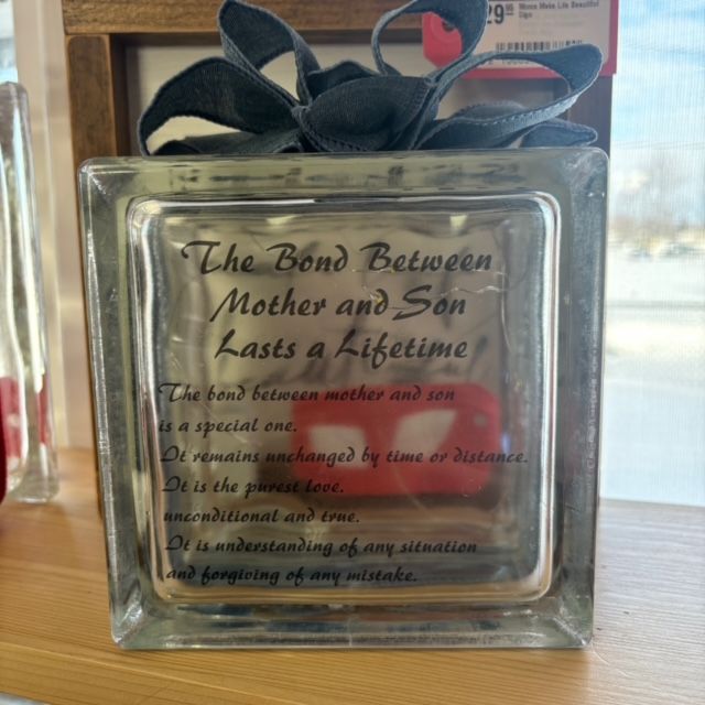 Mother and Son Glass Block