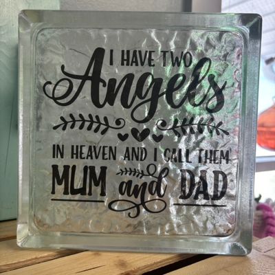 I Have Two Angels In Heaven Glass Block