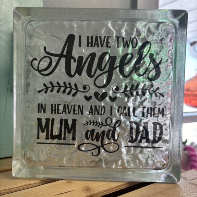I Have Two Angels In Heaven Glass Block