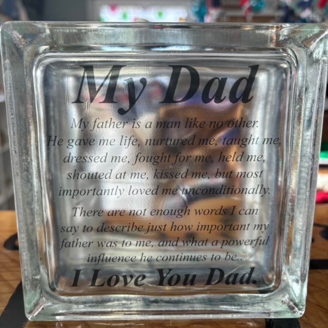 My Dad Glass Block