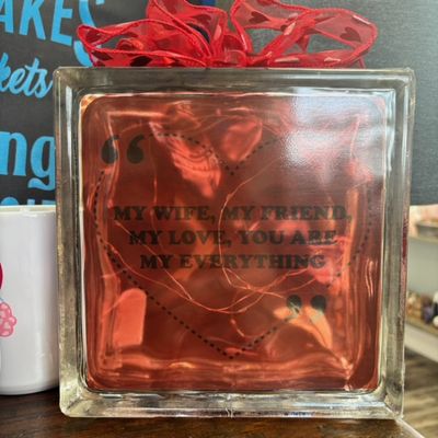 My Wife My Friend My Love Glass Block