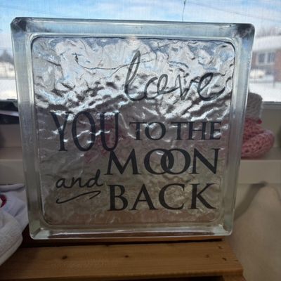 Love You To The Moon and Back Glass Block