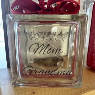 The Best Thing About Having You As My Mom Grandma Glass Block