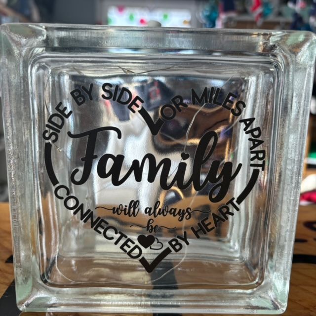 Side By Side Or Miles Apart Friendship Glass Block
