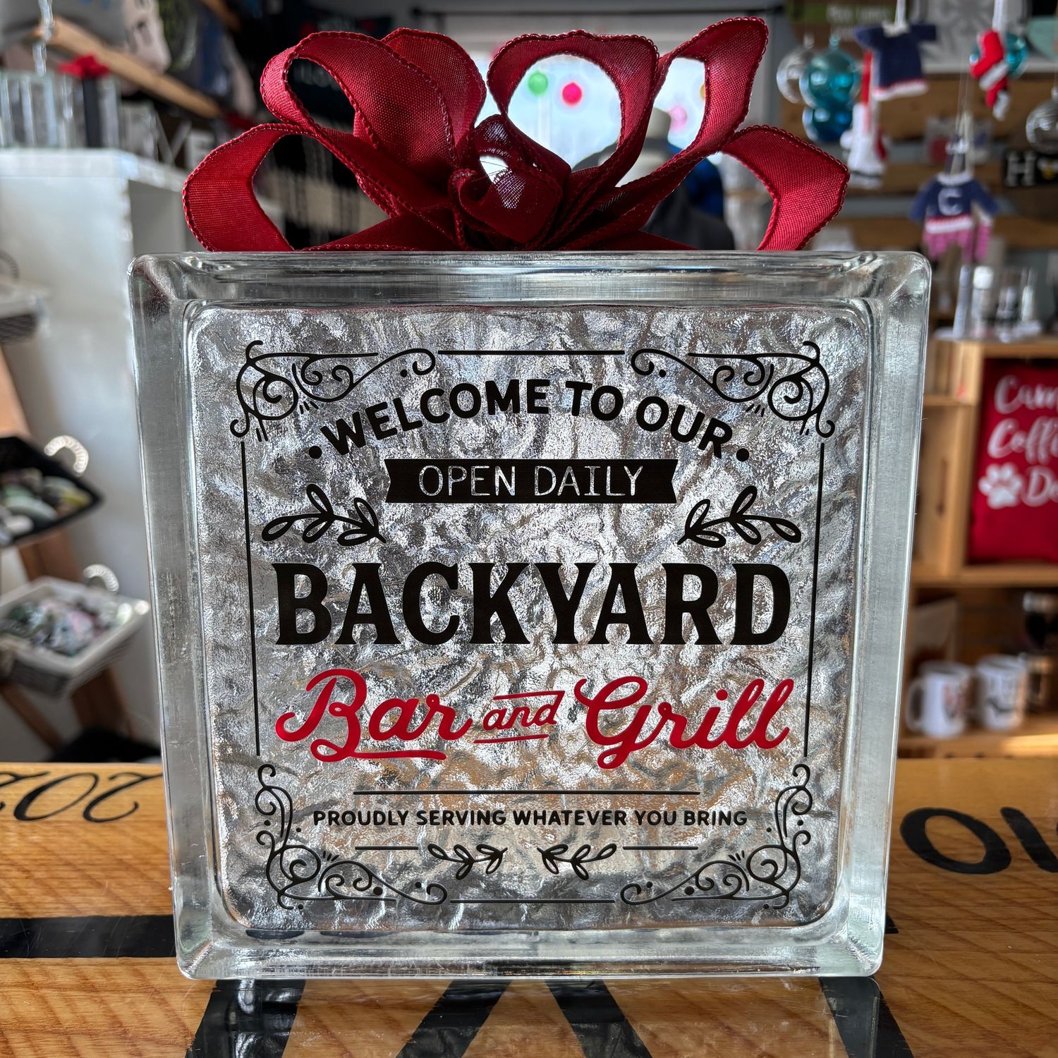 Backyard Bar and Grill Glass Block