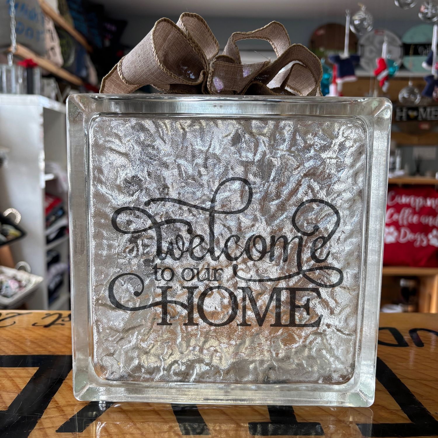 Welcome To Our Home Glass Block