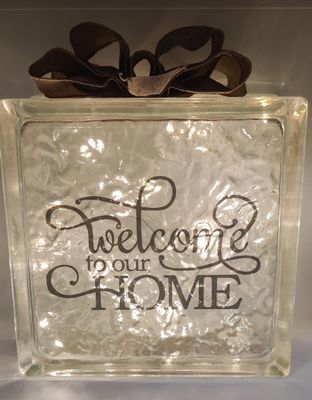 Welcome To Our Home Glass Block