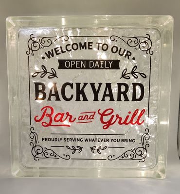 Backyard Bar and Grill Glass Block