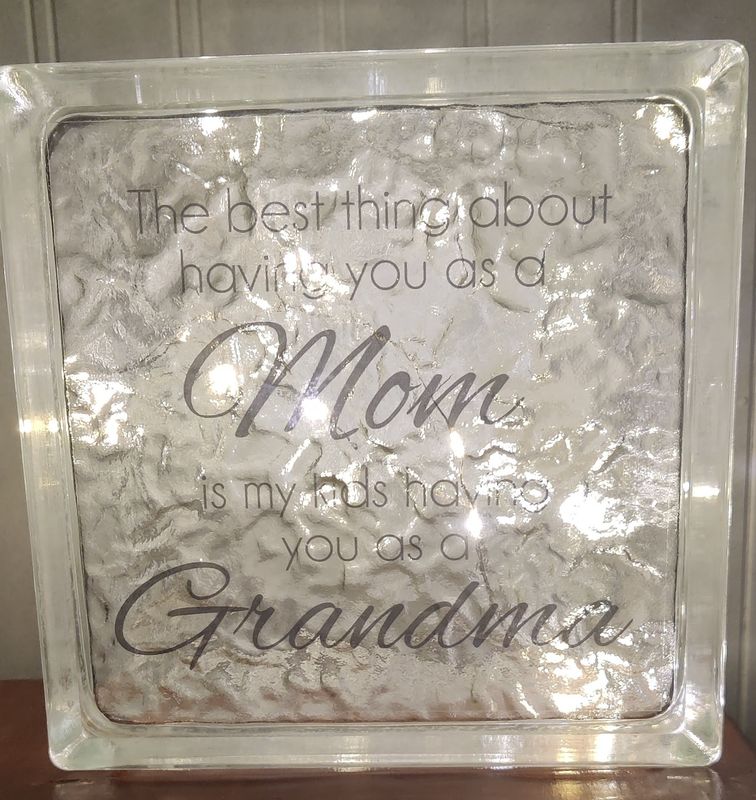The Best Thing About Having You As My Mom Grandma Glass Block