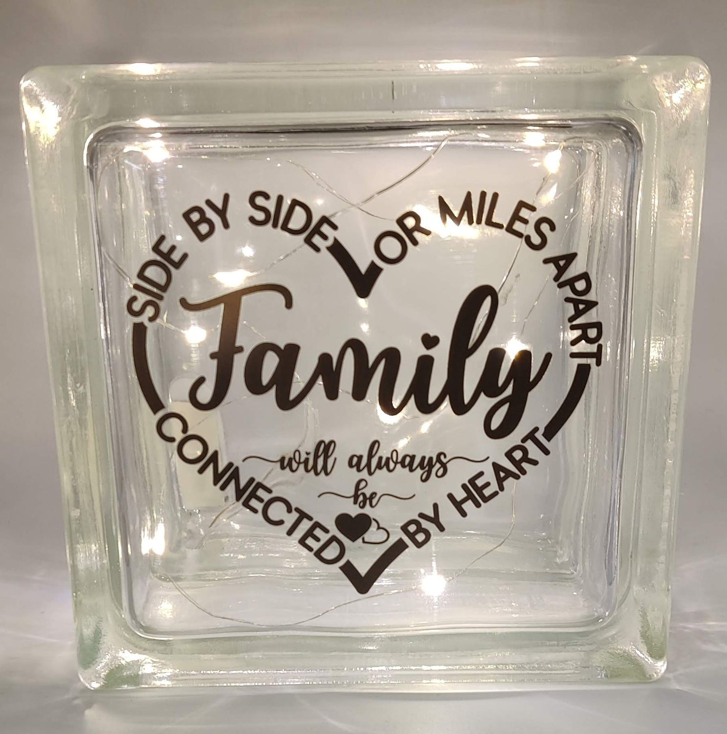 Side By Side Or Miles Apart Friendship Glass Block