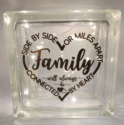 Side By Side Or Miles Apart Friendship Glass Block