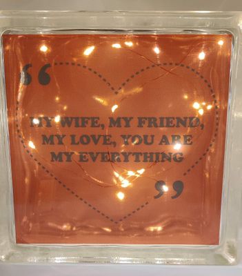 My Wife My Friend My Love Glass Block