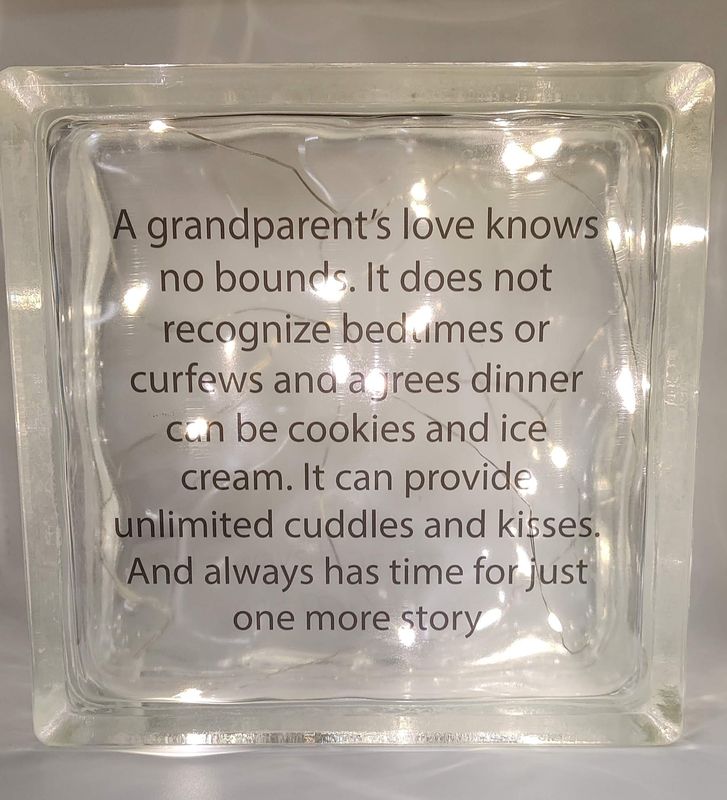 A Grandparents Love Glass Block