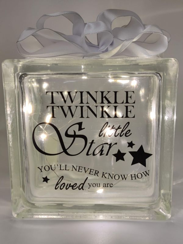 Twinkle Twinkle Little Star Glass Block