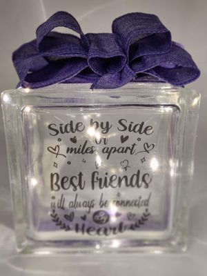 Side By Side Or Miles Apart Friendship Glass Block