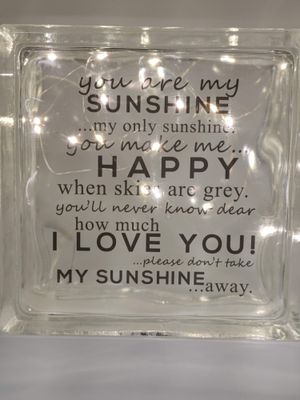 You Are My Sunshine Glass Block