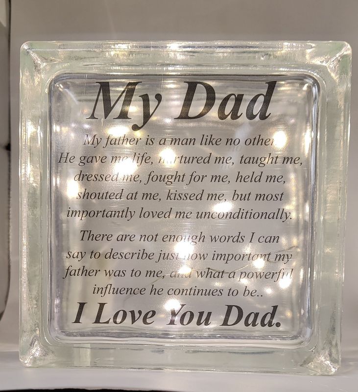 My Dad Glass Block