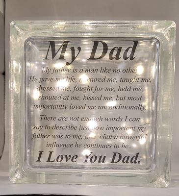 My Dad Glass Block