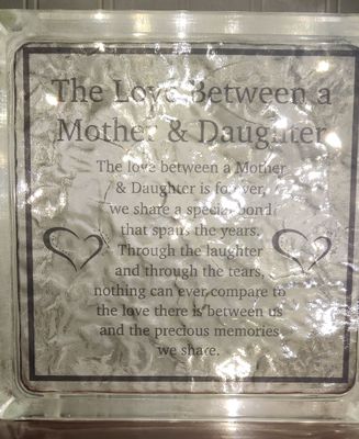 The Love Between a Mother and Daughter Glass Block