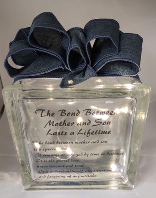 Mother and Son Glass Block