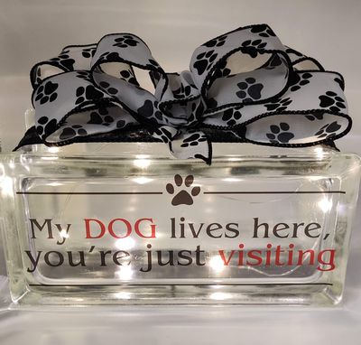 My Dog Lives Here Glass Block